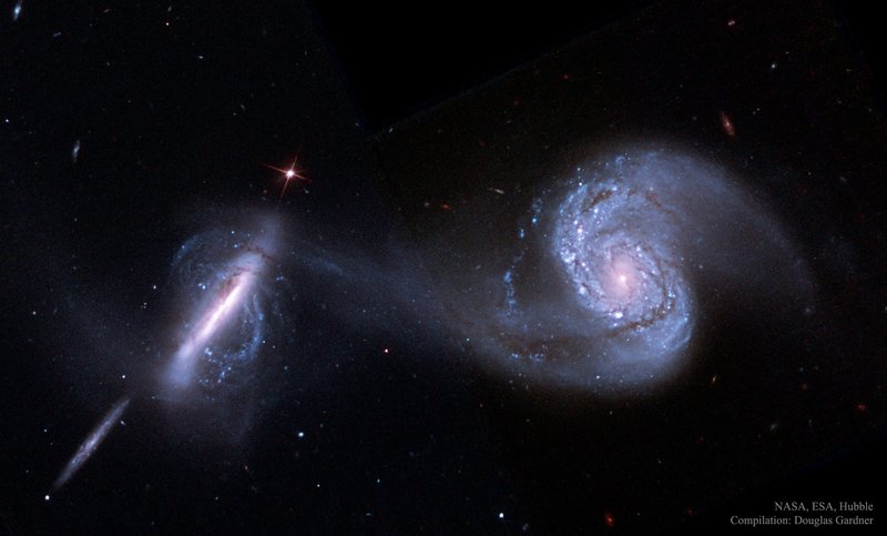 Illustration for article titled Este es el aspecto de dos galaxias que se fusionan, visto con los ojos del Hubble
